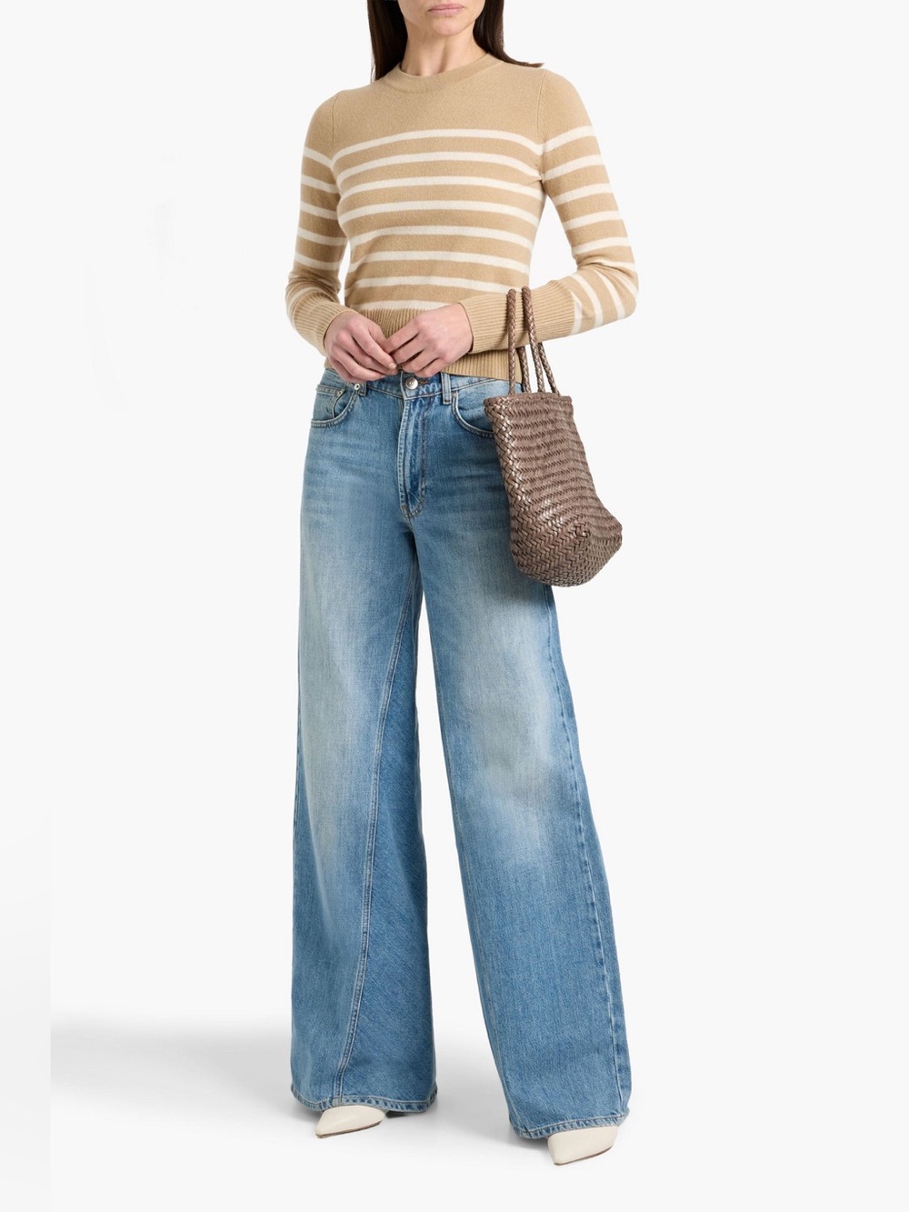 NWT $398 Veronica Beard Caleb Striped Cashmere Sweater